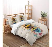 SHOVERKD Energico Ape Impollinazione Copripiumino 3D Stampa WildVita Foresta Terra Set Di Biancheria Morbida Microfibra Chiusura A Zip Per Bambini/Ragazzi 3 Pezzi King（220x240cm）