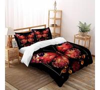 SHOVERKD Farfalla rosa Set Copripiumino 3 Pezzi Con Stampa 3D Elegant Garden Insect Copripiumino Con 2 Federe Con Federe in Microfibra Ultra Morbida Double（200x200cm）