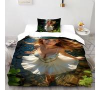 SHOVERKD Foresta Musa Fata Copripiumino 3D Stampa Fata Tale Fantasia Biancheria Da Letto Morbida Microfibra Chiusura A Cerniera Per Bambini/Ragazzi 2 Pezzi Single（135x200cm）