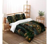 SHOVERKD Foresta Musa Fata Copripiumino 3D Stampa Fata Tale Fantasia Set Di Biancheria Microfibra Leggera Chiusura A Cerniera Per Bambini/Ragazzi 3 Pezzi Super King（260x220cm）
