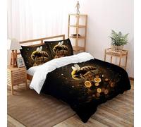 SHOVERKD Giallo HoneyApe Mulino a vento Copripiumino 3D Stampa WildVita Foresta Terra Set Di Biancheria Morbida Microfibra Chiusura A Zip Per Bambini/Ragazzi Con 2 Federe Super King（260x220cm）