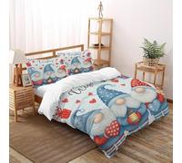 SHOVERKD Gnomi Set Di Biancheria Da Letto Per 3 Pezzi Con Stampa 3D Inverno Farm Animals Incluso Copripiumino Con 2 Federe in Microfibra Morbida E Leggera Super King（260x220cm）