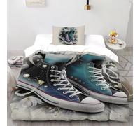 SHOVERKD Incantato Perla Scarpe da ginnastica Scarpa Copriletto Stampa 3D Biancheria Da Letto Microfibra Leggera Chiusura A Zip Per Bambini/Ragazzi Con 1 Federe Single（135x200cm）
