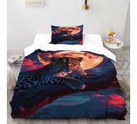 SHOVERKD Leopardo luna piena Set Copripiumino 2 Pezzi Con Stampa 3D Animal Themes Wildlife Copripiumino Con 1 Federe Con Federe in Microfibra Ultra Morbida Single（135x200cm）
