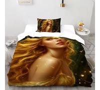 SHOVERKD Luminoso Blonde Musa Copripiumino Stampa 3D Fata Tale Fantasia Biancheria Da Letto Microfibra Leggera Chiusura A Cerniera Per Bambini/Ragazzi 2 Pezzi Single（135x200cm）