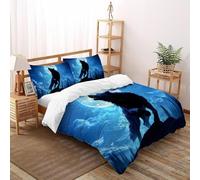 SHOVERKD Luna Lupo HGufo Copripiumino 3D Stampa WildVita Foresta Terra Set Di Biancheria Morbida Microfibra Chiusura A Zip Per Bambini/Ragazzi Con 2 Federe Double（200x200cm）