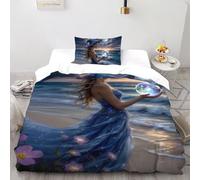 SHOVERKD Luna Magician Musa Copripiumino 3D Stampa Fata Tale Fantasia Biancheria Da Letto Microfibra Leggera Chiusura A Cerniera Per Bambini/Ragazzi 2 Pezzi Single（135x200cm）