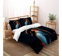 SHOVERKD Maestoso Pinguino Copriletto 3D Stampa WildVita Animale Terra Set Di Biancheria Microfibra Leggera Chiusura A Cerniera Per Bambini/Ragazzi Con 2 Federe King（220x240cm）