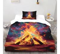 SHOVERKD Magia Falò Copriletto Stampa 3D Biancheria Da Letto Microfibra Leggera Chiusura A Cerniera Per Bambini/Ragazzi 2 Pezzi Single(135x200cm)
