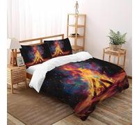 SHOVERKD Magia Falò Copriletto Stampa 3D Biancheria Da Letto Microfibra Leggera Chiusura A Cerniera Per Bambini/Ragazzi 3 Pezzi Super King(260x220cm)