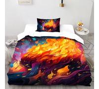 SHOVERKD Magia Falò Copripiumino 3D Stampa Biancheria Da Letto Morbida Microfibra Chiusura A Zip Per Bambini/Ragazzi 2 Pezzi Single(135x200cm)