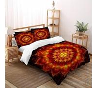 SHOVERKD Mandala Fiamma Set Di Biancheria Da Letto 3 Pezzi Con Stampa 3D Aesthetic Floral Plants Copripiumino Con 2 Federe in Microfibra Morbida E Leggera Double（200x200cm）