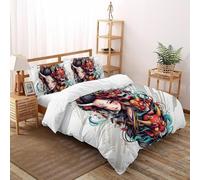 SHOVERKD Maschera fantasma regina Copriletto Stampa 3D Mitologia Fantasia Set Di Biancheria Microfibra Leggera Chiusura A Zip Per Bambini/Ragazzi Con 2 Federe King(220x240cm)