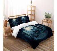 SHOVERKD Mistero Lupo Nobiltà Maestà Copripiumino 3D Stampa WildVita Foresta Terra Set Di Biancheria Morbida Microfibra Chiusura A Cerniera Per Bambini/Ragazzi 3 Pezzi Double（200x200cm）