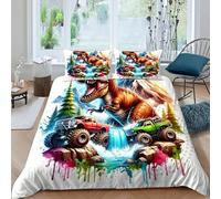 SHOVERKD Mostro Dinosauroo Set Di Biancheria Da Letto Per 3 Pezzi Con Stampa 3D Animal Theme Incluso Copripiumino Con 2 Federe in Microfibra Morbida E Leggera King（220x240cm）