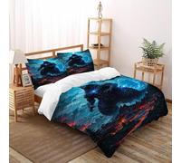 SHOVERKD Mostro Lava Set Di Biancheria Da Letto 3 Pezzi Con Stampa 3D Animal Themes Wildlife Copripiumino Con 2 Federe in Microfibra Morbida E Leggera Double（200x200cm）