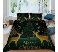 SHOVERKD Natale Tree Set Copripiumino 3 Pezzi Con Stampa 3D Natale Themes Incluso Copripiumino Con 2 Federe in Microfibra Morbida E Leggera King（220x240cm）