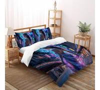 SHOVERKD Neon Cyber Musa Copriletto 3D Stampa Fata Tale Fantasia Biancheria Da Letto Morbida Microfibra Chiusura A Zip Per Bambini/Ragazzi 3 Pezzi Super King（260x220cm）