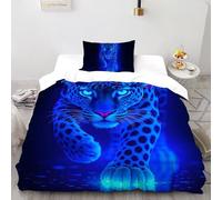 SHOVERKD Neon Leopardo Potere Copriletto Stampa 3D Fauna Terra Animali Biancheria Da Letto Microfibra Leggera Chiusura A Cerniera Per Bambini/Ragazzi 2 Pezzi Single(135x200cm)