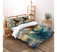SHOVERKD Oceano Musa Principessa Copriletto 3D Stampa Fata Tale Fantasia Biancheria Da Letto Microfibra Leggera Chiusura A Cerniera Per Bambini/Ragazzi 3 Pezzi Super King(260x220cm)