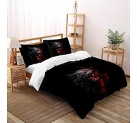 SHOVERKD Oscurità Lupo Furore Copriletto Stampa 3D WildVita Foresta Terra Set Di Biancheria Microfibra Leggera Chiusura A Zip Per Bambini/Ragazzi Con 2 Federe Double（200x200cm）