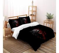 SHOVERKD Oscurità Lupo Furore Copripiumino Stampa 3D WildVita Foresta Terra Set Di Biancheria Morbida Microfibra Chiusura A Zip Per Bambini/Ragazzi 3 Pezzi Super King（260x220cm）