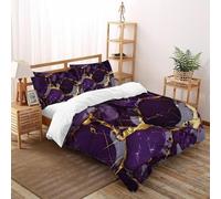 SHOVERKD Reale Viola Marmo Crepa Copripiumino 3D Stampa Set Di Biancheria Microfibra Leggera Chiusura A Zip Per Bambini/Ragazzi 3 Pezzi King（220x240cm）