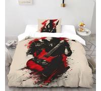 SHOVERKD Ribelle Teschio Rockstar Copripiumino Stampa 3D Fantasia Set Di Biancheria Microfibra Leggera Chiusura A Zip Per Bambini/Ragazzi 2 Pezzi Single（135x200cm）