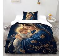 SHOVERKD Sacro Maternità Serenità Copripiumino 3D Stampa Fantasia Biancheria Da Letto Morbida Microfibra Chiusura A Cerniera Per Bambini/Ragazzi 2 Pezzi Single（135x200cm）