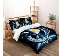 SHOVERKD Scacchi Gli Gli astronautii Copriletto 3D Stampa stelle della Galassia Set Di Biancheria Microfibra Leggera Chiusura A Cerniera Per Bambini/Ragazzi 3 Pezzi Double(200x200cm)