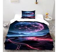 SHOVERKD Scia di luce rossa Set Di Biancheria Da Letto 2 Pezzi Con Stampa 3D Temi cielo stellato Incluso Copripiumino Con 1 Federe in Microfibra Morbida E Leggera Single（135x200cm）