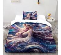SHOVERKD Stellare Musa Angelo Copriletto Stampa 3D Fata Tale Fantasia Biancheria Da Letto Morbida Microfibra Chiusura A Cerniera Per Bambini/Ragazzi 2 Pezzi Single（135x200cm）