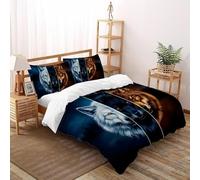 SHOVERKD Tropicale Lupo Forza Copriletto 3D Stampa WildVita Foresta Terra Set Di Biancheria Microfibra Leggera Chiusura A Cerniera Per Bambini/Ragazzi 3 Pezzi King（220x240cm）