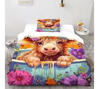 SHOVERKD Vasca da bagno di mucca Set Copripiumino 2 Pezzi Con Stampa 3D Animal Themes Wildlife Copripiumino Con 1 Federe Con Federe in Microfibra Ultra Morbida Single（135x200cm）