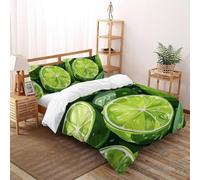 SHOVERKD verde arancia Modello Copriletto Stampa 3D piante frutta Set Di Biancheria Microfibra Leggera Chiusura A Zip Per Bambini/Ragazzi 3 Pezzi King(220x240cm)