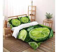 SHOVERKD verde arancia Modello Copripiumino Stampa 3D piante frutta Set Di Biancheria Morbida Microfibra Chiusura A Zip Per Bambini/Ragazzi Con 2 Federe Double(200x200cm)