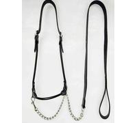 Show Halter con bling in pelle con attacco argento colore nero qualità premium