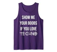 Show Me Your Boobs If You Love Techno Funny Music Rave Canotta, Uomo, Viola, M