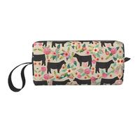 Show Steer Cows - Astuccio portatile per cosmetici, con stampa di mucche, custodia da viaggio, borsa organizer con cerniera per un accesso rapido