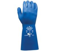 SHOWA 719B, Gant de protection chimique, nitrile non supporté et non doublé avec manchette longue, surface texturée diamant pour le travail en milieu humide, Tailles-L