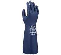 SHOWA CN751, Gant de protection chimique (Eco Best Technology), nitrile non supporté de longueur supérieure (380mm), intérieur floqué et finition avec motif de vagues, Tailles XXL