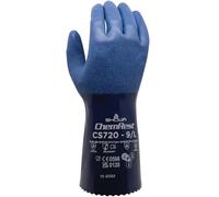 SHOWA CS720 - Guanti protettivi in nitrile, resistenti alle sostanze chimiche, con fodera in poliestere e nylon e trama ruvida, lunghezza 30,5 cm, colore blu, M