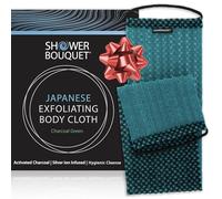 Shower Bouquet: Spugna esfoliante giapponese per schiena e corpo: gli ioni d'argento prevengono i batteri poiché il carbone attivo rimuove le impurità per pulire profondamente la pelle; 1 asciugamano