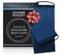 Shower Bouquet: Spugna esfoliante giapponese per schiena e corpo: gli ioni d'argento prevengono i batteri poiché il carbone attivo rimuove le impurità per pulire profondamente la pelle; 1 asciugamano