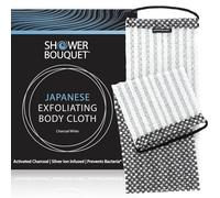 Shower Bouquet: Spugna esfoliante giapponese per schiena e corpo: gli ioni d'argento prevengono i batteri poiché il carbone attivo rimuove le impurità per pulire profondamente la pelle; 1 asciugamano