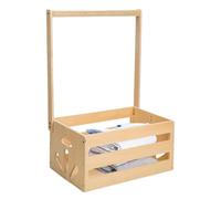 Shower Crate Closet - Wood Storage Crate Hamper With Handle, Portable Nursery Organizer For Pregnancy Hospital Stay Clothes Diaper Toys Boys Girls Women Mother Parents