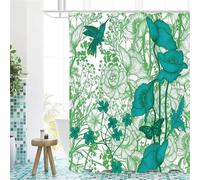 Shower Curtain 180x200 cm,Anti-Mould, Water-Repellent,with 12 Hooks,Washable Polyester Fabric Bath Curtains,Green Poppy Flowers shower curtains for Bathroom
