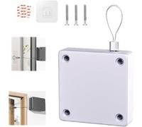 Shower Curtain Closer - Automatic Shower Curtain Opener and Closer, Punch-Free Automatic Sensor Door Closer, Sliding Screen Auto Door Closer with Drawstring for Bathroom, Bedroom, Studyroom (White)