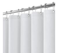 Shower Curtain for Bathroom with Metal Hooks Linen Fabric Shower Curtain Heavy Duty Bath Curtain for Wet Room Bathtub Shower Stall, Hotel Quality, Weighted Hem, Waterproof - 275 x 182cm (White)