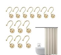 Shower Drape Hooks - 12 Piece Hollow Ball Waterproof Curtain Hangers